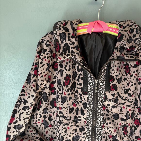 Unique WOMEN'S XL Animal Print Lavender Purple Zip Jacket Hooded Asian Cotton - Picture 6 of 16